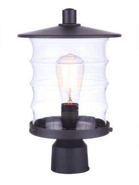 Craftmade Outdoor Post Light – Clear Glass Porch Lamp (Midnight Finish)